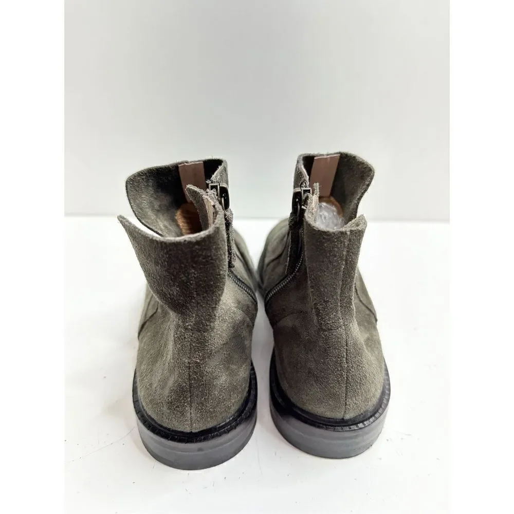 Kelsi Dagger Boots Women Size 5 Olive Suede Latch‎  Ruched Ankle Booties NEW